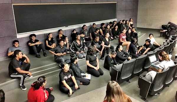 Students rehearsing for their 2018 production, "Little Dorrit"