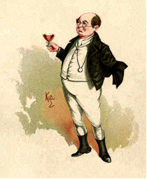 Watercolor illustration of Mr. Pickwick