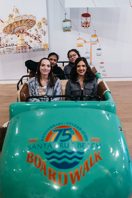 Rollercoaster car with student writers