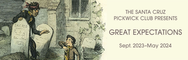 Great Expectations banner with image of Pip and the convict